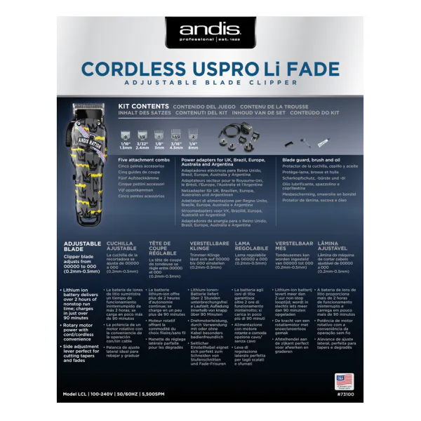 Andis Cordless UsPro Li Fade (Andis Nation Graffiti) - Slika 5